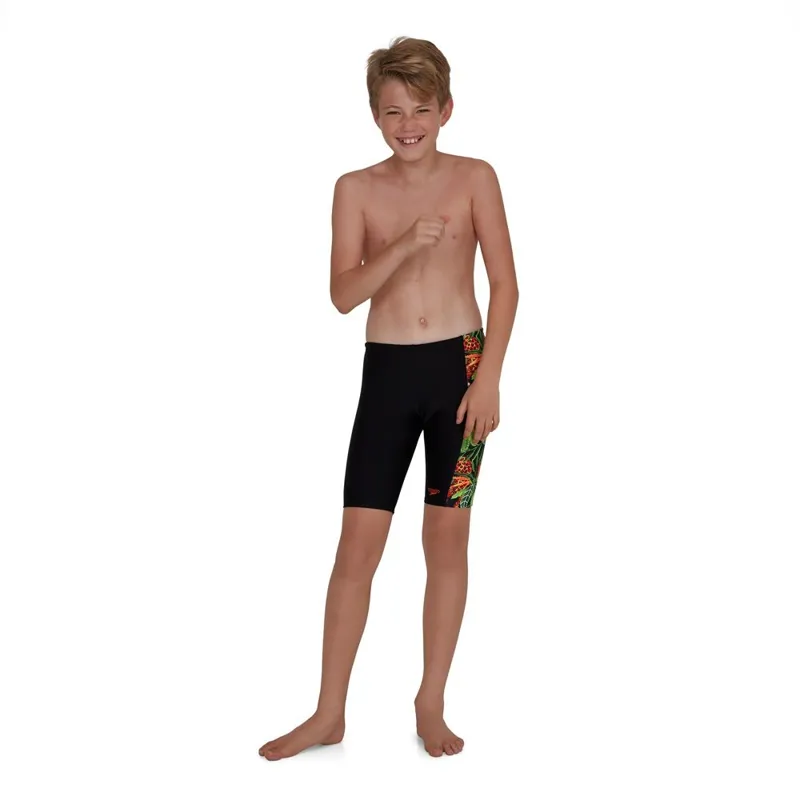 Speedo Boys JungleRoar Allover Panel Jammer Black/Green-3
